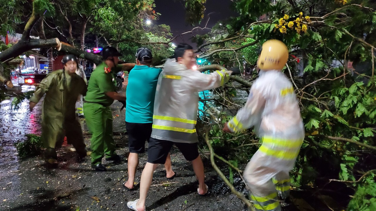 Công an quận Hồng Bàng: Phân luồng giao thông, dọn dẹp cây đổ trong mưa lớn